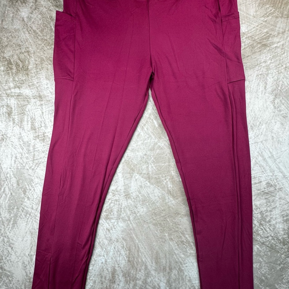 High waist Workout Leggings Burgundy Women’s XL - NWOT - Picture 1 of 6
